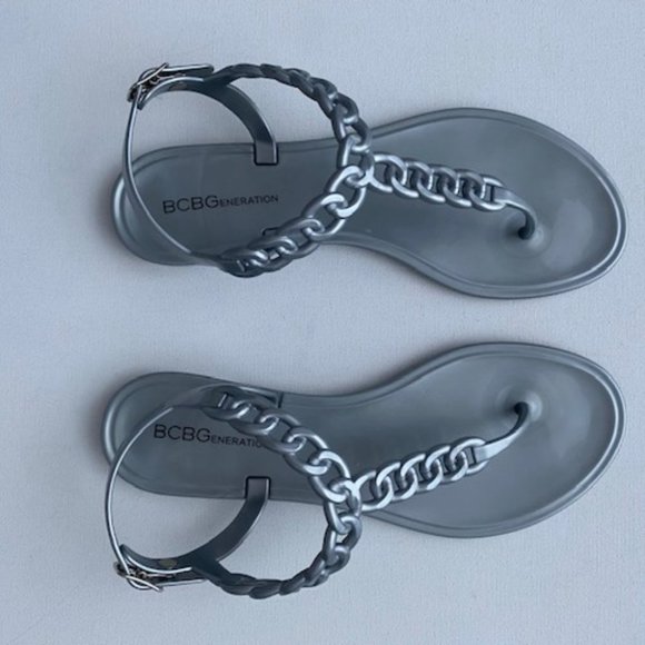 BCBGeneration Jelly Lex Thongs Chain Sandals Flats Grey - Picture 2 of 4